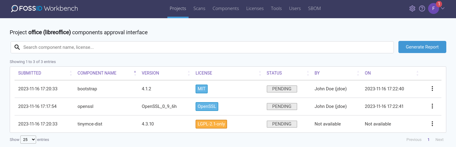 Component Approval