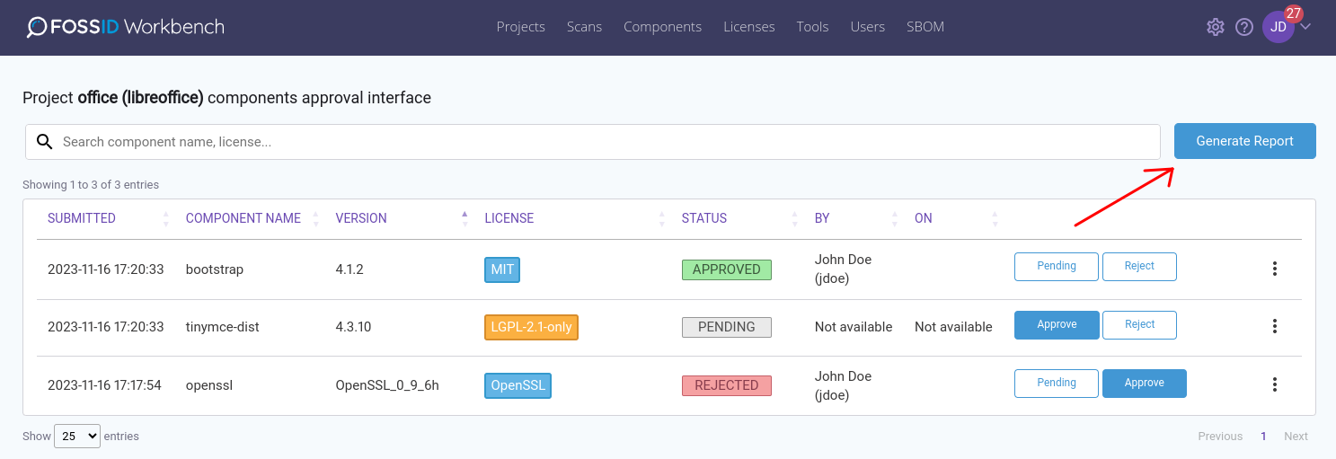 Component Approval