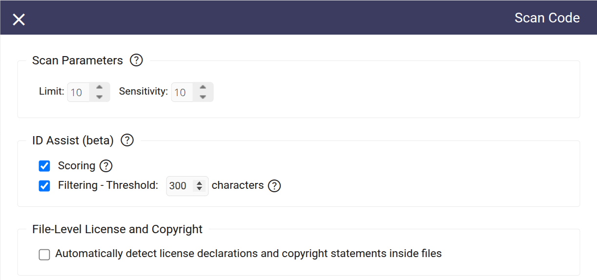 Match filtering menu