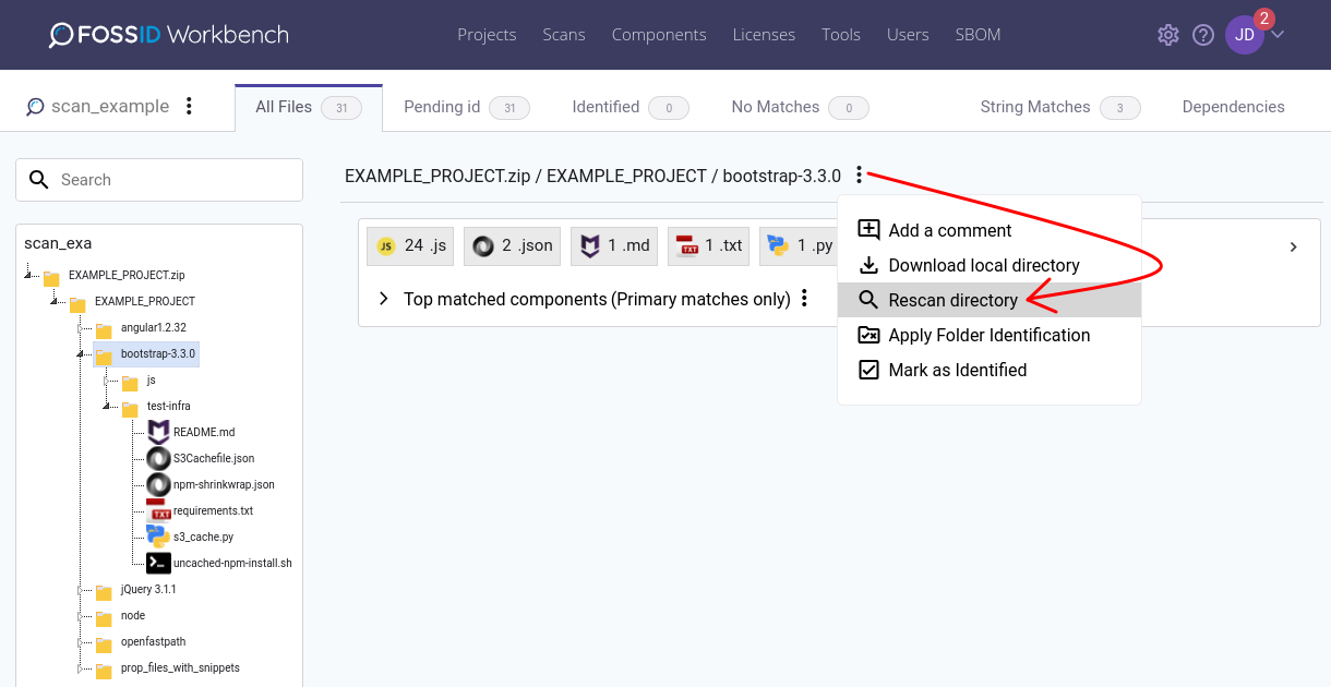 Rescan a directory
